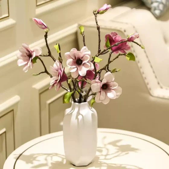 玉兰花摆件摆设品仿真假花客厅花瓶家居装饰品插花艺室内摆放花卉