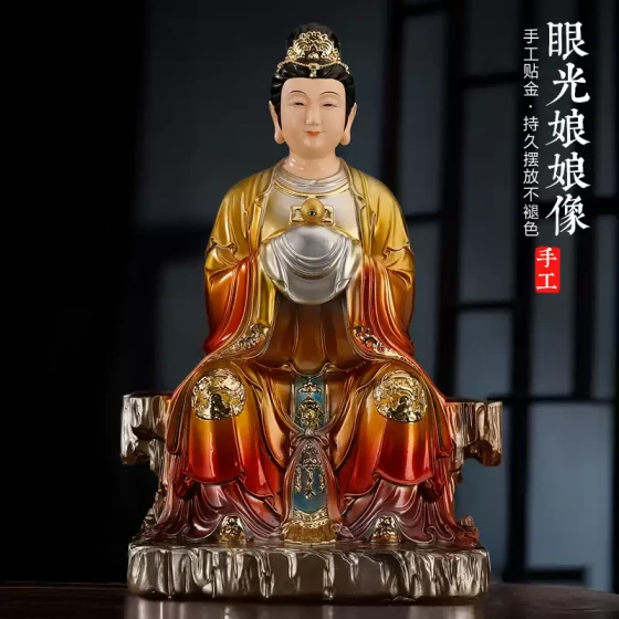 新款树脂铜彩眼光娘娘眼王奶奶像眼光圣母明目元君家用供奉摆件
