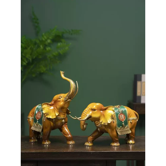 柏梵富贵全铜大象摆件吉祥如意中式客厅酒柜招财摆件乔迁开业礼物