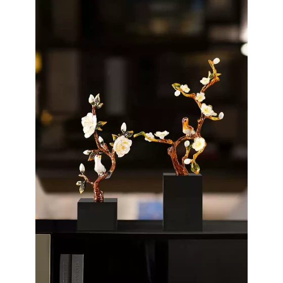 新中式珐琅彩摆件轻奢高档创意现代客厅玄关电视柜酒柜装饰品摆设