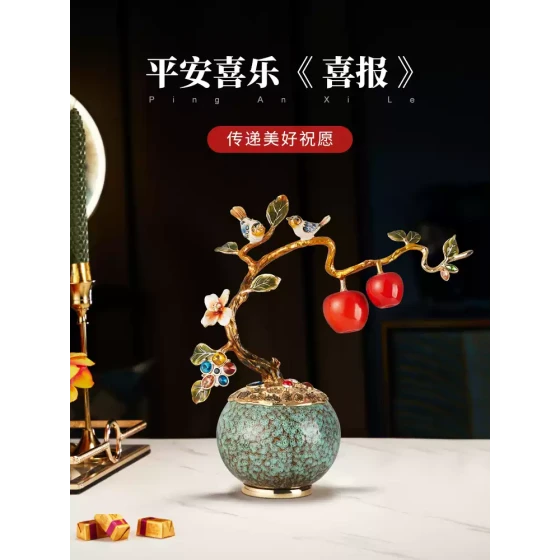 高档珐琅彩平安喜乐摆件轻奢客厅电视柜装饰品乔迁之喜装饰摆件