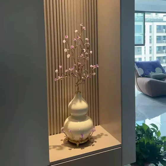 紫水晶发财树高级葫芦摆件客厅招财乔迁高档玄关入户装饰紫气东来