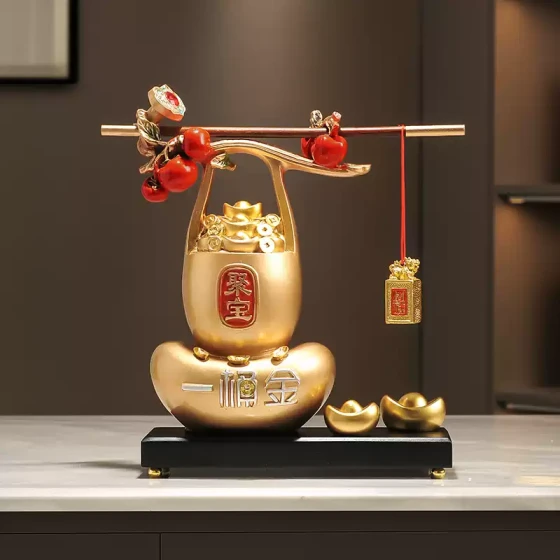 称心如意聚宝盆摆件新中式家居客厅玄关电视酒柜装饰品乔迁搬新家
