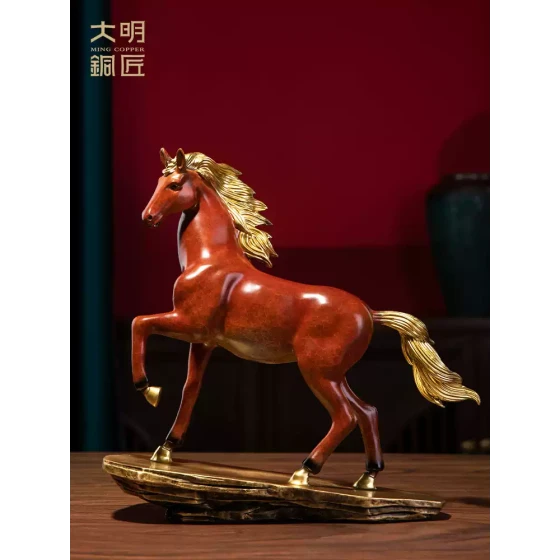 大明铜匠马摆件招财客厅玄关办公室装饰高档乔迁新居礼品开业礼物