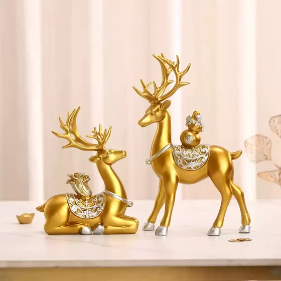 创意招财鹿摆件客厅酒柜玄关家居摆设电视柜福鹿装饰新房乔迁礼物